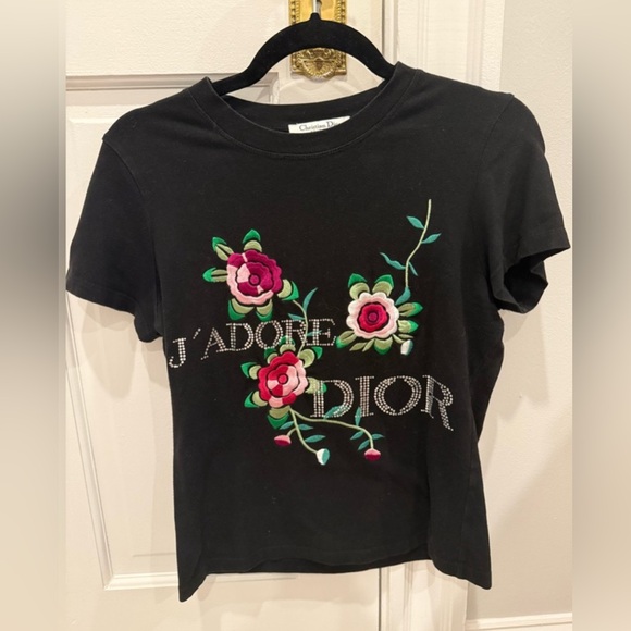 Dior Tops - Christian Dior J' Adore Dior Rhinestone Shirt
